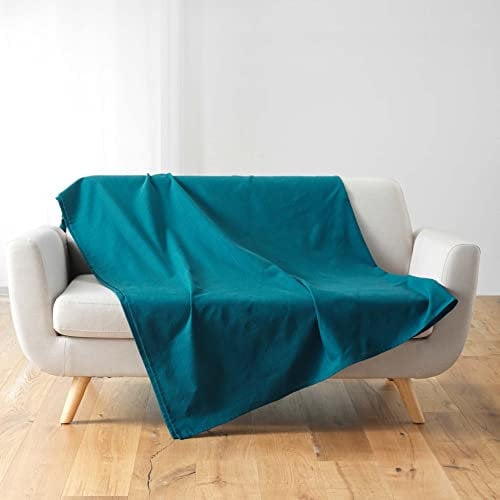 Douceur d'Intérieur Suavidad Interior, Plaid (180 x 220 cm) Lucile Azul, Polialgodón Liso