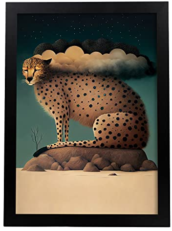 Nacnic Gepard Poster im Präzisionsstil. Illustrationen süßer schlafender Tiere in warmen Farben für Kinderzimmer. Innenarchitektur und Dekoration. A4.