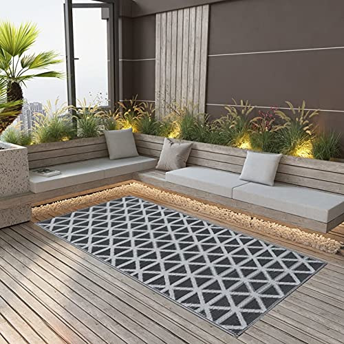 XIAOGUANG Outdoor-Teppich, Balkon Teppich Wasserfest Outdoor, Terrassenteppich, Camping Teppich Outdoor, Balkonteppich, Schwarz 120x180 cm PP
