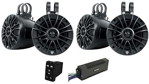 Rockville UT525B 5.25 UTV Tower Speaker 2-Pairs with Kicker 48PXA10005 Amp