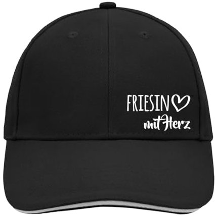 huuraa Cappy Mütze Friesin mit Herz Geschenk Kappe Black/Light Grey Friesin Geschenkidee