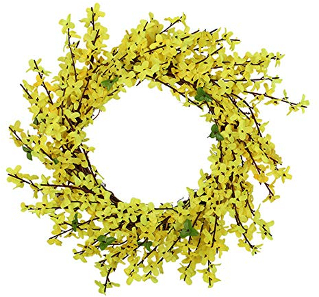 TüRkranz FrüHling,Türkranz Wandkranz, Frühlingskränze, 40cm Türkranz hängen Girlande Künstliche Blumen Grün Blätter Winter Jasmin für Türdekoration
