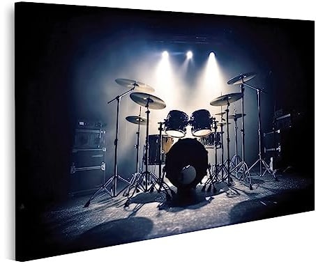 islandburner Bild auf Leinwand Schlagzeug Drum Set Stage Band Spot Lighting Spotlight Kinderzimmer Bilder Wandbilder Poster JBYU-1P