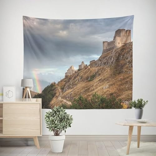 EHOMERY Wandteppich Vertikal Tapisserie Antik Regenbogen Wandteppich Jugendzimmer Wanddecke Anime Wohnzimmer Schlafzimmer Wandbehang Dekoration 100x70cm