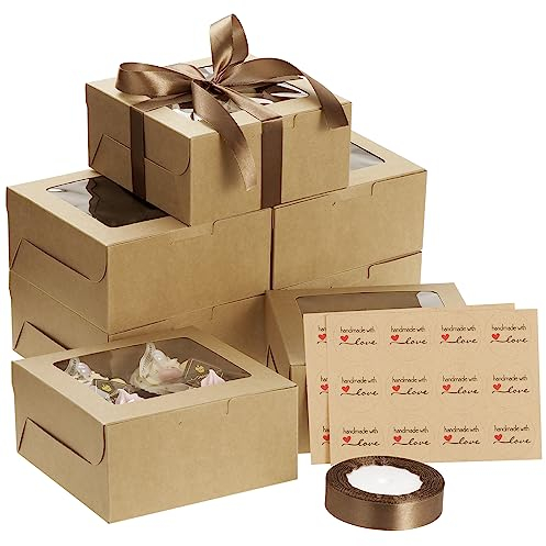 Kinsinder 30Stück Cupcake Boxen 4er, Cupcake Muffin Box mit Transparentem Sichtfenster und Aufklebern, Kuchenboxen Karton Cupcake Schachtel für Muffins, Kleine Kuchen, Cupcakes, Gebäck