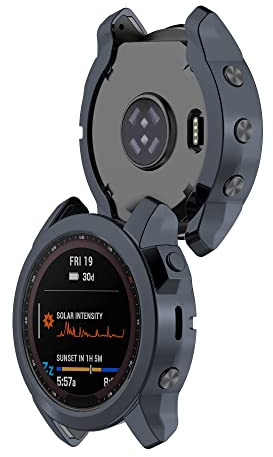 KUTEWEU Hülle für Garmin Fenix7X/Fenix7X Solar Mit Schutzfolie, TPU Schutzfolie Anti Kratzen Cover Uhr Shell Schutzhülle Case Bumper für Garmin Fenix 6X/Fenix 6X Pro/Fenix 5X Plus (2 Stück Grau)