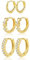 Gold Ohrringe - Kleine Creolen Set für Damen, 3 Paar Huggie Ohrringe mit Zirkonia Steinen für mehrere Piercings