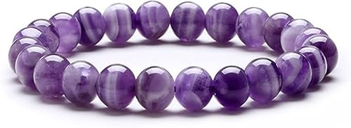 EHOTER Naturstein Heilsteine Perlenarmband Damen Lila Perlen Chakra Yoga Armband Schmuck Armbänder Perlen Modeschmuck für Frauen Mädchen Herren Paar Freunde Partner Weihnachten Geschenk