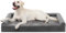 KSIIA Hundebett Grosse Hunde, Orthopädisches Hundebetten 121x76x18cm Hundesofa Bezug abnehmbar waschbar, XXL Hundekorb mit DREI erhöhte Ränder, Hundecouch rutschfeste Unterseite, Grau