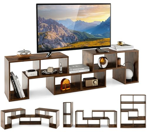GIANTEX Fernsehschrank TV-Schrank frei kombinierbar, TV-Board Sideboard Lowboard Holz 3-teilig, Fernsehtisch für TVs bis zu 65 Zoll, Bücherregal Eckregal Aufbewahrungsregal multifunktional