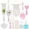 INFUNLY 7 Sets DIY Macrame Kit for Adults Beginners Heart Macrame Wall Hanging Boho Macrame Wristlet Keychain Kit Macrame Plant Hanging Kit with Tassel Instruction for Bedroom Living Room