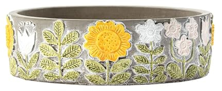Napco Sunflower Daisy Tulip Floral 5,7 x 20,3 x 20,3 cm Naturgrau Beton Stein Blume Sukkulenten Pflanzgefäß Container Halter Halter Indoor Outdoor Garten Dekor