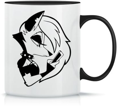Helluva Boss Loona Phone Taza de Té y Café de Cerámica Clásica Blanca Negra y Rosa Mágica 330ml