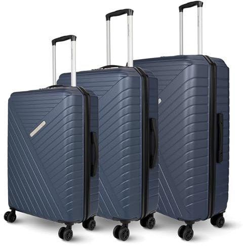 deluxe4home® 3 TLG. Hartschalenkofferset Reisekoffer Koffer & Trolley Dunkelblau I Kofferset ABS-Hartschale mit 4 Rollen I Reisetaschen Gepäck Rollkoffer Handgepäck Groß