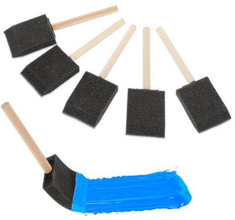 Pinceaux en mousse Salbsever, Lot de 5, 5 cm, Manches en bois, Lavables, Pour peinture, Bavures, Travaux manuels, Noir