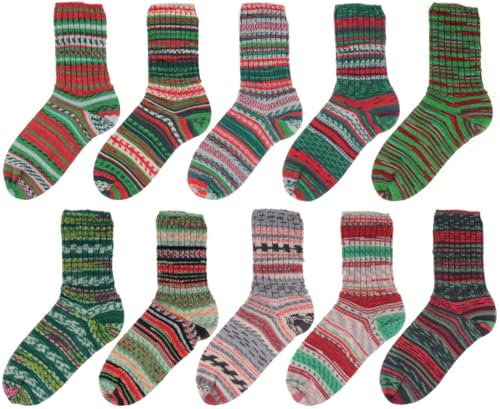 SUPERGARNE Sockenwolle Aktiv 4-fädig – 1000 g (10x100g), Strapazierfähig, Maschinenwaschbar, Made in Italy, Ideal für Socken und Strickprojekt (Christmas)