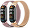 CHANRASI 2 Pezzi Metallo Cinturini Compatibile con xiaomi mi band 8/xiaomi smart band 10/9 Cinturino Donna,Cinturino Maglia Regolabili Magnetiche per xiaomi smart band 10/9/8 Rosa oro rosa