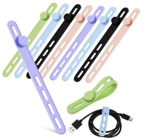 WATIIFUFU 10stücke Silikon-kabelbinder Einstellbare Kabel Organizer Wiederverwendbare Kabelhalter Kabelmanagement-band Für Elektronik Und Ladekabel