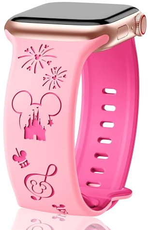 SHOPANDSE Cute Cartoon Two-Tone Engraved Bands Compatible with Apple Watch 38mm 40mm 41mm 42mm 44mm 45mm 49mm Men Women,Soft Silicone Sport Strap for iWatch Ultra Series 9 8 7 6 5 4 3 2 1 SE