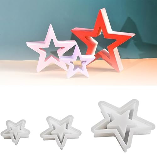Silikonformen Gießformen Weihnachten,3 Stück Gießformen Silikon Sterne,Gipsformen zum Gießen,Kerzenform Weihnachten,Silikonform Gießform Stern,Silikonform Weihnachten Sterne