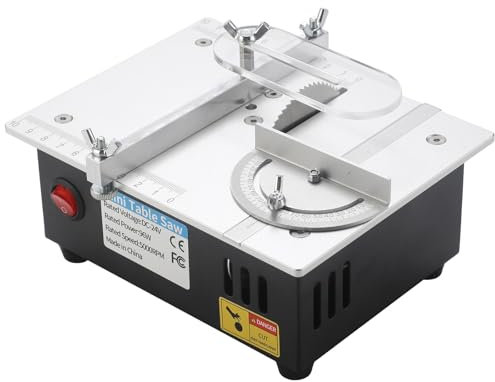 Mini Table Saw, 96W Handmade Woodworking Bench Saw with Dust Pipe, Seven Speed Adjustable, Cut Thickness Adjustable, Liftable Saw Blade, 0-180 Angle Adjust, for Wood Plastic Acrylic Cutting
