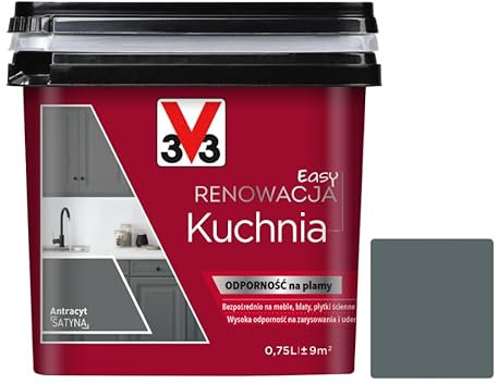 V33 Möbelfarbe Anthrazit Matt ohne Schleifen – Für Küche & Bad – 750ml Lack auf Holz, MDF, Kunststoff – Abwischbar & hitzebeständig – Renovierfarbe