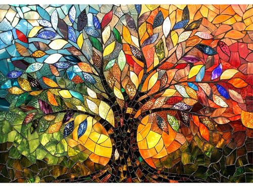 QENSPE Baum des Lebens Diamond Painting Set für Erwachsene, 5D Diamond Painting Buntes Diamond Art mit Werkzeugen, Kristall Strass Diamant Kunst DIY Handwerk für Home Wand Dekor 30x40 cm