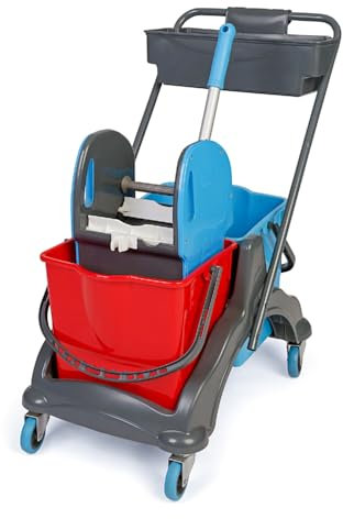 Reinigungswagen mit Doppel- 25l Eimer, 360 Grad lenkrollen und Mopp-Presse
