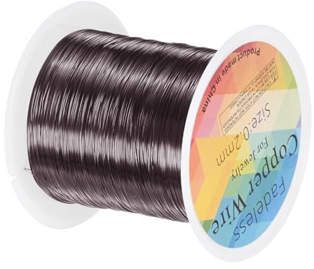 M METERXITY 0.2mm Schmuckdraht 32 Gauge 328FT Basteldraht Kupfer Perlen Draht Für Schmuckherstellung/Pflanzen/Weben/DIY Basteln Weicher Metall Draht [100M Metallisch Schwarz]