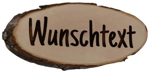 Personalisierte Baumscheibe mit Gravur - Schild personalisiert aus Holz selbst gestalten Holzschilder (32-39cm)