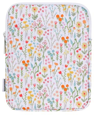 Dadanism 6-7 Pollici Custodia Protettiva Sacchetto per Nuovo 7 Kindle Paperwhite e Kindle Colorsoft Signature Edition, 6 K-indle 11ª Gen, 6 Kobo Clara BW, K-indle Oasis E-Reader, Fiore Bianco