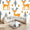Moderne Papier Peints Intissé Animé Cerf Sika Arbres Herbe Ludique 308x220 cm, Papier Peint Décoration Murale Home Blanc Papier peint type Fleece non tressé, pour salon chambre à coucher couloir