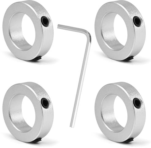 FLEXNOVA 4 Stück Stellringe 20mm,Wellensicherungen,Stellringe mit Innsechskant Silber Aluminiumlegierung,Begrenzungsring für Wellenverbindungen Sackkarren Reifen Bollerwagen Achsen