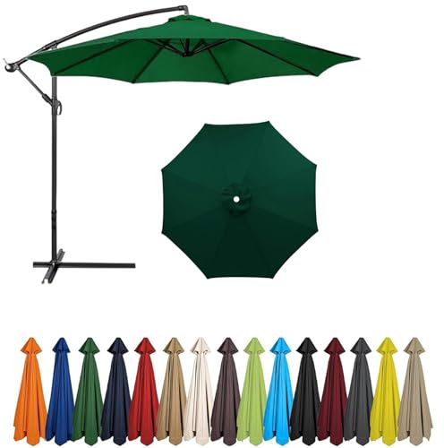 BLGVGKLPNT Toile de Rechange pour Parasol 4,0-2,0 Mètres 6/8 Baleines, Extérieur Auvent de Remplacement,Toile Parasol, Auvent de Remplacement Parasol déporté (8ribs:4m/13.1ft,Vert foncé)