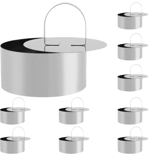 MUNGHOK 10 Stück 8cm Backring Klein, Runde Speiseringe Edelstahl Dessertringe mit Heber, Kuchenring Tortenring Backringe für DIY Desserts Gebäck Mousse Ringe
