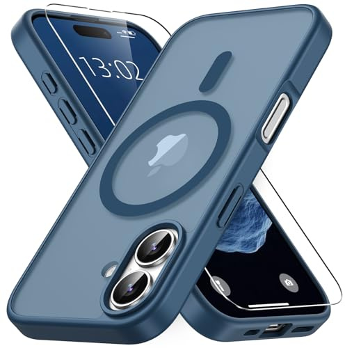 Vansdon Magnetic Case for iPhone 16 - Royal Blue | Incl 1 Tempered Glass, MagSafe Compatible, Military-Grade Drop Protection, Slim Translucent Matte Shockproof Case