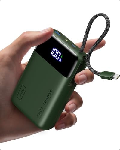 INIU 45W Fast Charging Power Bank, 20000mAh Small Travel Portable Charger | Flight-Safe, Built in USB C Cable, Travel Essential, Battery Phone Pack for iPhone 17 16 Pro, Samsung S26, Xiaomi, iPad etc