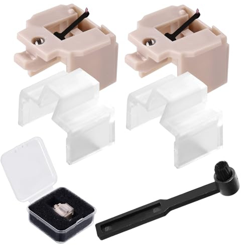 2pz Ricambio Puntine per Giradischi per Audio-Technica, Stilo Diamantato con Spazzola Compatibile con Audio-Technica AT-LP60X AT-LP60XBT AT3600L AT-LP2D-USB AT-PL300 e Altro Ancora