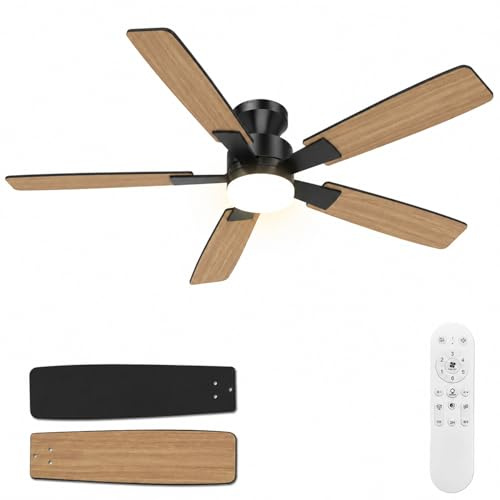 Airwit Deckenventilator mit Beleuchtung 132cm, 6000 CFM, leise, Outdoor | 6 Windstufen, reversibler DC-Motor, doppelseitige Flügel, stufenlos dimmbares Licht, 3 Lichtfarben und 1/2/4h Timer