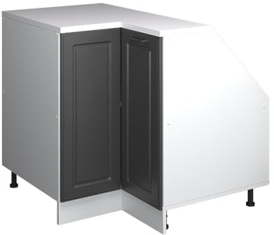 Vicco Eck-Küchenschrank für Dachschrägen R-Line, Anthrazit Landhaus, 75.6 cm mit 1 Tür, Schrankkorpus 60 cm Tiefe, zur freien Kombination innerhalb modularer Küchensysteme