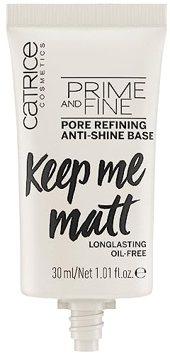 Catrice Prime And Fine Pore Refining Anti-Shine Base, Basis, Transparent, langanhaltend, mattierend, matt, für trockene Haut, vegan, ölfrei, ohne Parfüm, ohne Alkohol, 1er Pack (30ml)