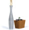 Leewadee Große Deko Bodenvase Für Dekozweige, Hohe Standvase Für Pampasgras, Design Holzvase, 110 cm, Silber