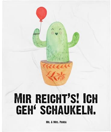 Mr. & Mrs. Panda Babydecke Kaktus Luftballon - Geschenk, Büro, Babygeschenk, Freundin, Kakteen, Krabbeldecke, Geschenk Geburt, Babyecke Kuscheldecke,