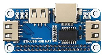 Waveshare Ethernet/USB HUB HAT for Raspberry Pi Stable Wired Ethernet Connection with 1x RJ45 Ethernet Port and 3X USB Ports Compatible with USB2.0/1.1 Fits The Zero/Zero W/Zero WH