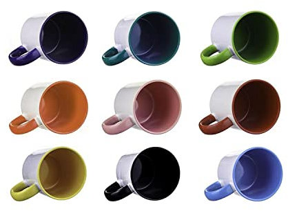 Sublimation Mugs 11oz Coloured Inner Rim Handle Coffee Mug for Heat Transfer Press Printing (Pack of 36) (Light Green)