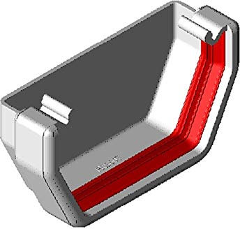 FreeFlow FRS607W 114 millimetri quadrato grondaia esterna fine arresto bianco