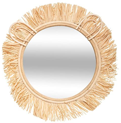 Specchio per Bambini Lion, Ø 38 cm, Con Cornice in Rafia - Atmosphera