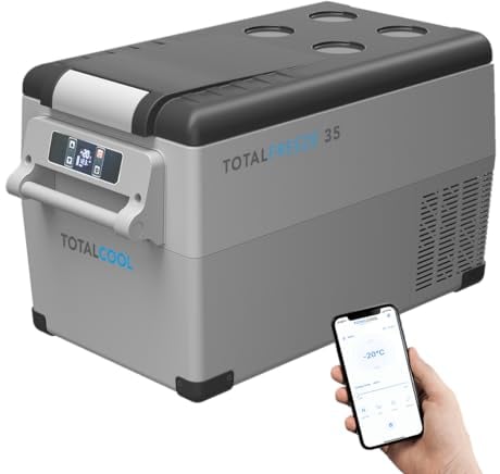 Totalfreeze Portable Fridge Freezer - 12V 24V Volt Outdoor Van Fridge - App Controlled Dual Zone Car Refrigerator - Fishing Compressor Cool Box - Electric Camping Cooler - 35 Litre