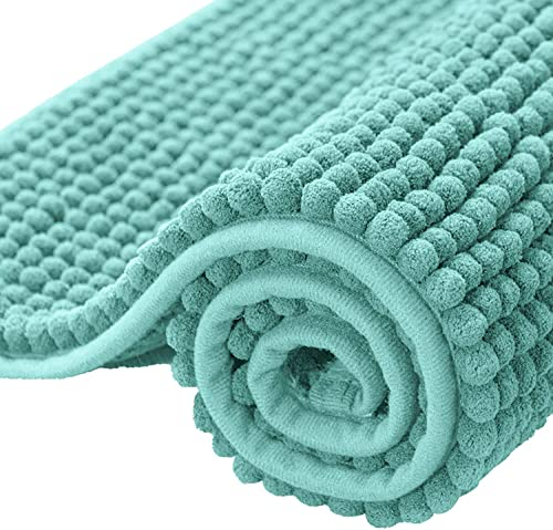 subrtex Badematte rutschfest Badezimmerteppich aus Chenille Saugfähig Badteppich weich Wasserabsorbierende Badvorleger für Badezimmer,Maschinenwaschbar(40×60cm,Hellgrün)
