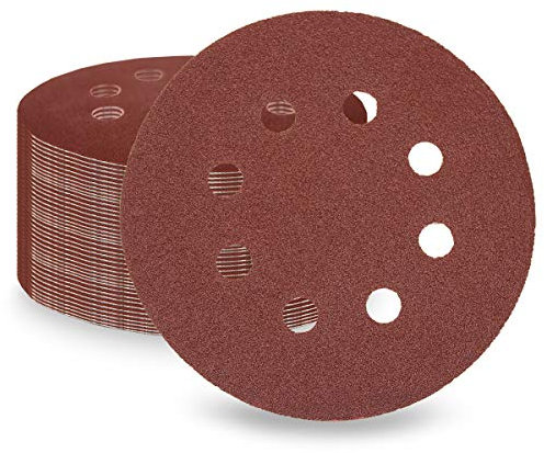LESNIC 80 Grits 100pcs Sanding Discs, 125mm / 5 inch 8 Holes Quick Change Discs Hook & Loop Sandpaper Discs Polishing for Orbit Orbital Sanders and All Oscillating Tools